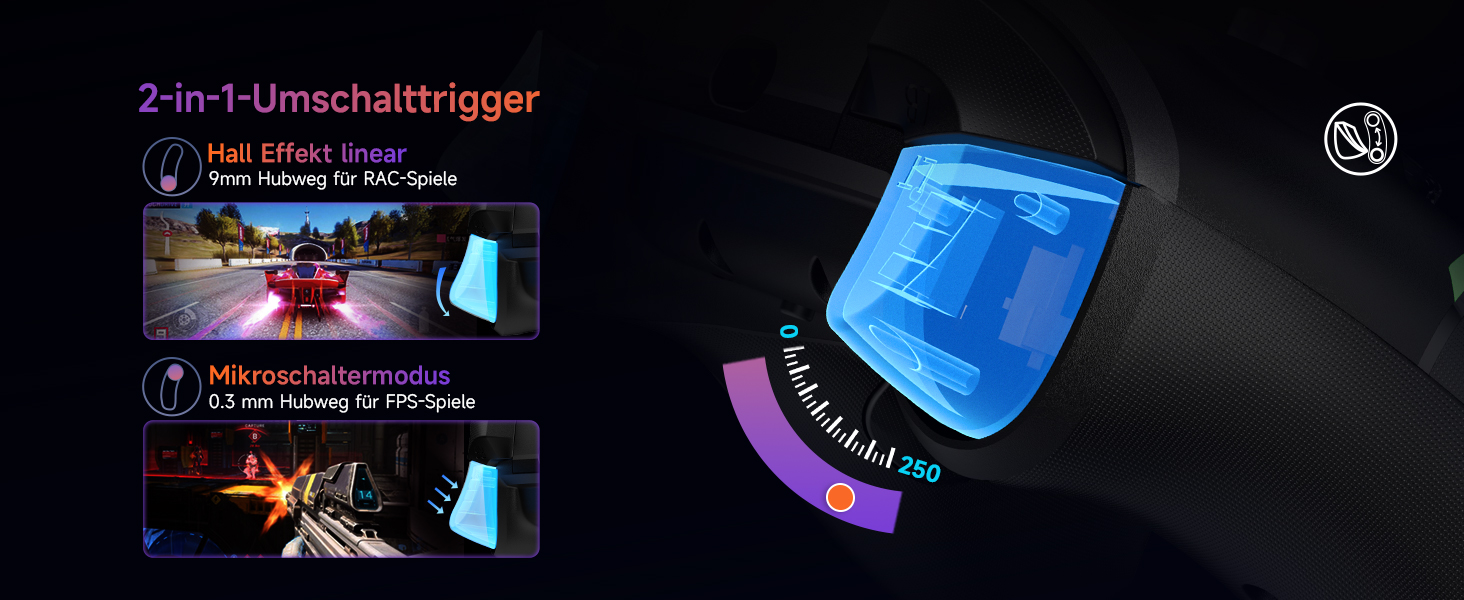 Бездротовий контролер EasySMX X20 з RGB підсвічуванням для PC, Switch, Android. 2 в 1 тригери, знімний джойстик, механічні кнопки, 6-осьовий гіроскоп, білий (чорний)
