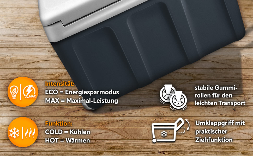 Автомобільний холодильник/термобокс Tillvex електричний 40л на колесах (230V/12V) - охолодження та підігрів, ECO-режим, антрацит