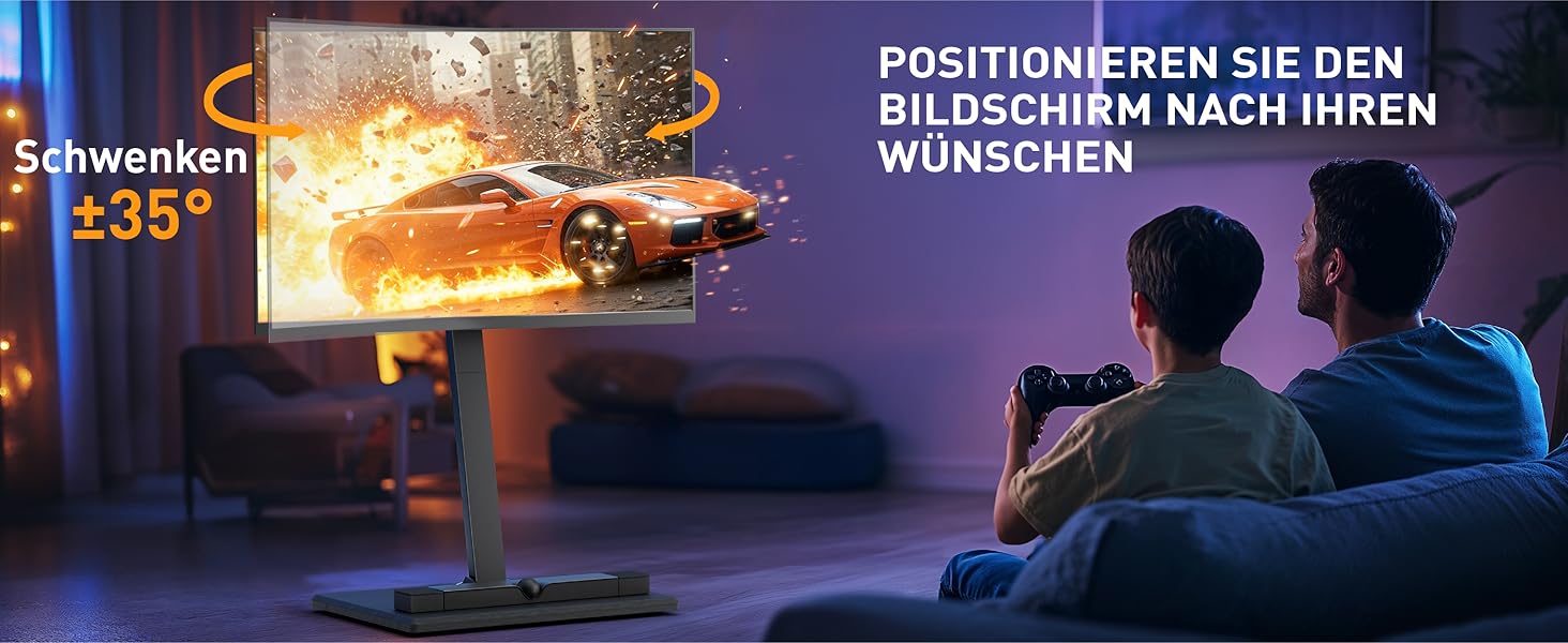 Підставка для телевізора Perlegear на колесах, мобільна, поворотна, нахильна, для телевізорів 30-70 дюймів, до 40 кг, VESA 400x400 мм