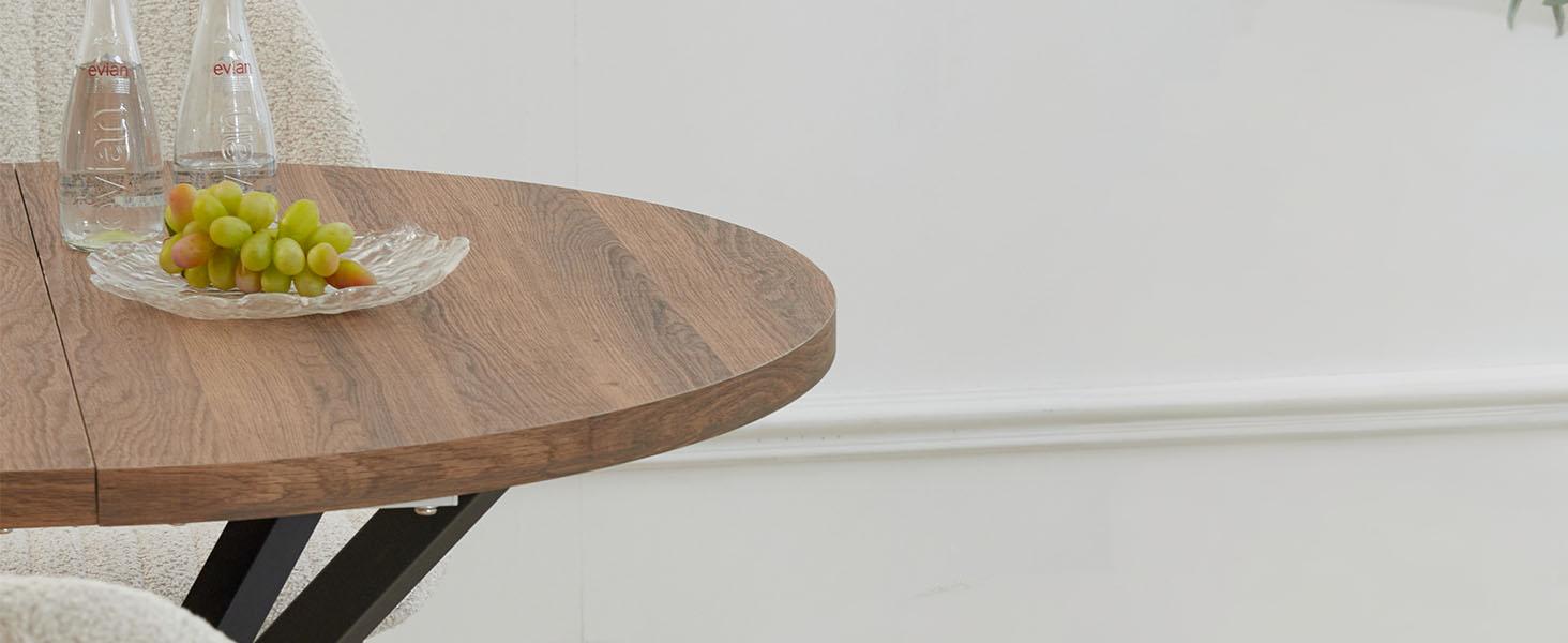 Обідній комплект на 5 персон: круглий стіл 100 см + 4 стільці (голландський флізелін), для кухні, вітальні, балкону, ресторану, офісу (темне дерево + чорний колір)