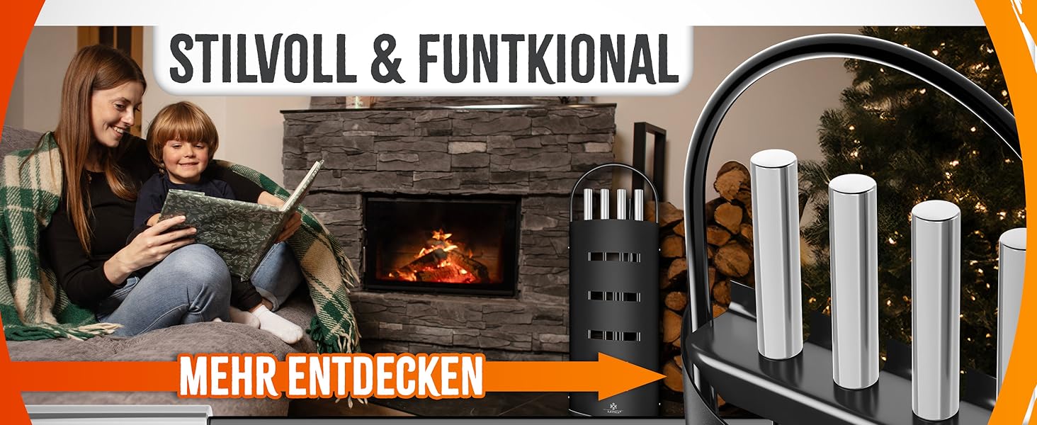 Набір для каміну KESSER® 5 предметів | Сучасний дизайн, з покриттям, з нержавіючої сталі, антрацит