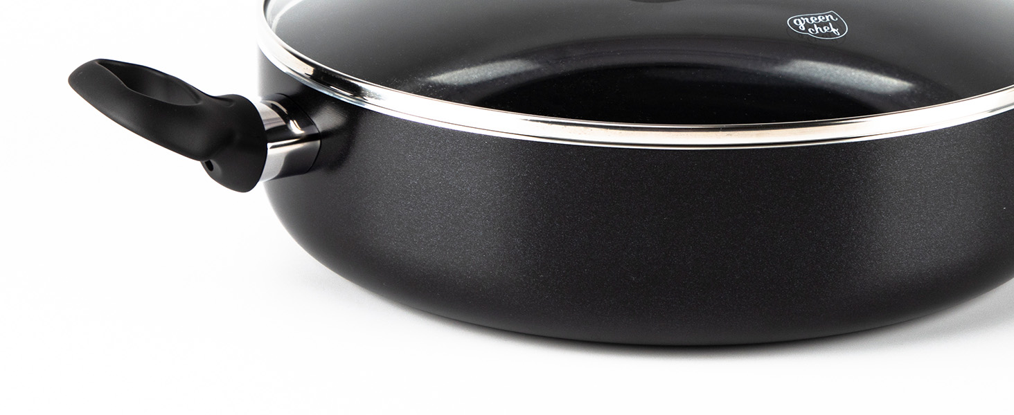 GreenChef Diamond Grillpfanne з антипригарним покриттям Ceramic, 28 см, без PFAS, для індукційних плит, термостійка до 160°C, можна мити в посудомийній машині, чорний колір