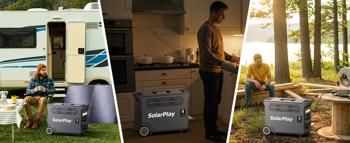 Портативна сонячна електростанція SolarPlay Q3600 з сонячною панеллю 200W, 2500W, 2304Wh LiFePO4, USB-порти, для кемпінгу, RV, надзвичайних ситуацій