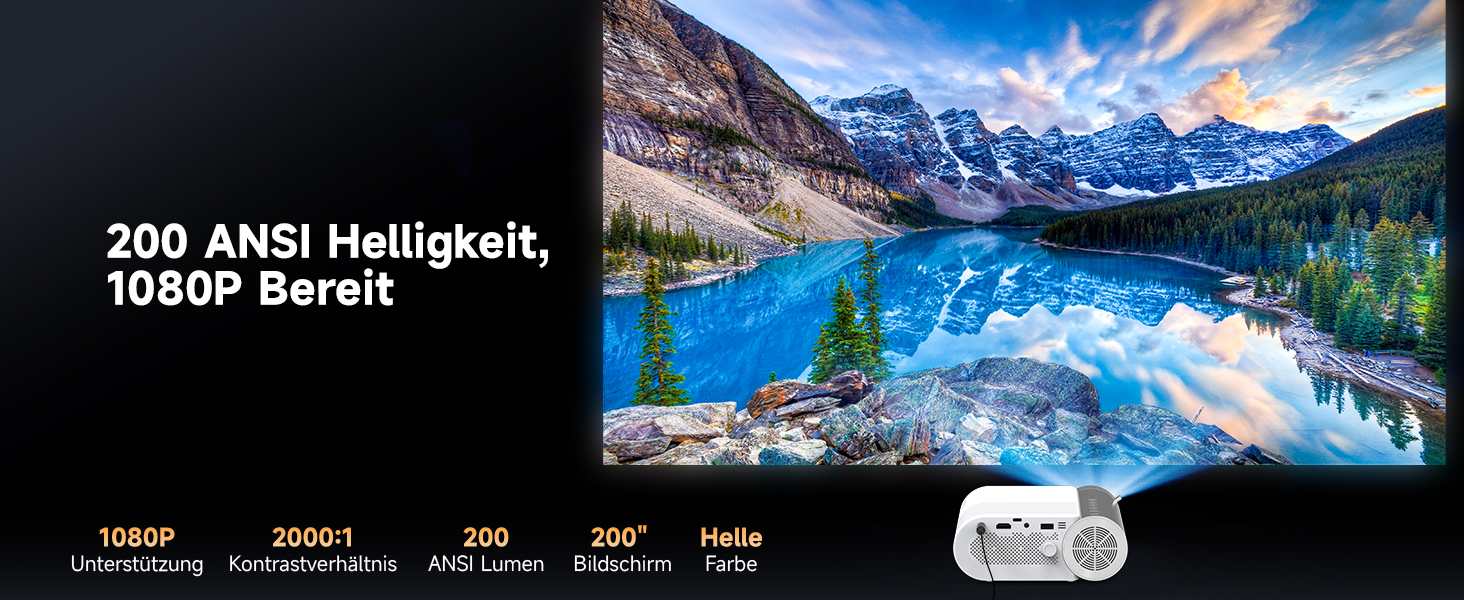 Міні проєктор Beamer Bluetooth WiFi 1080P: Підтримка iPhone/Android, HDMI, USB, Fire Stick, PS5. Компактний проєктор для телефону, фільмів, дому та відпочинку на природі