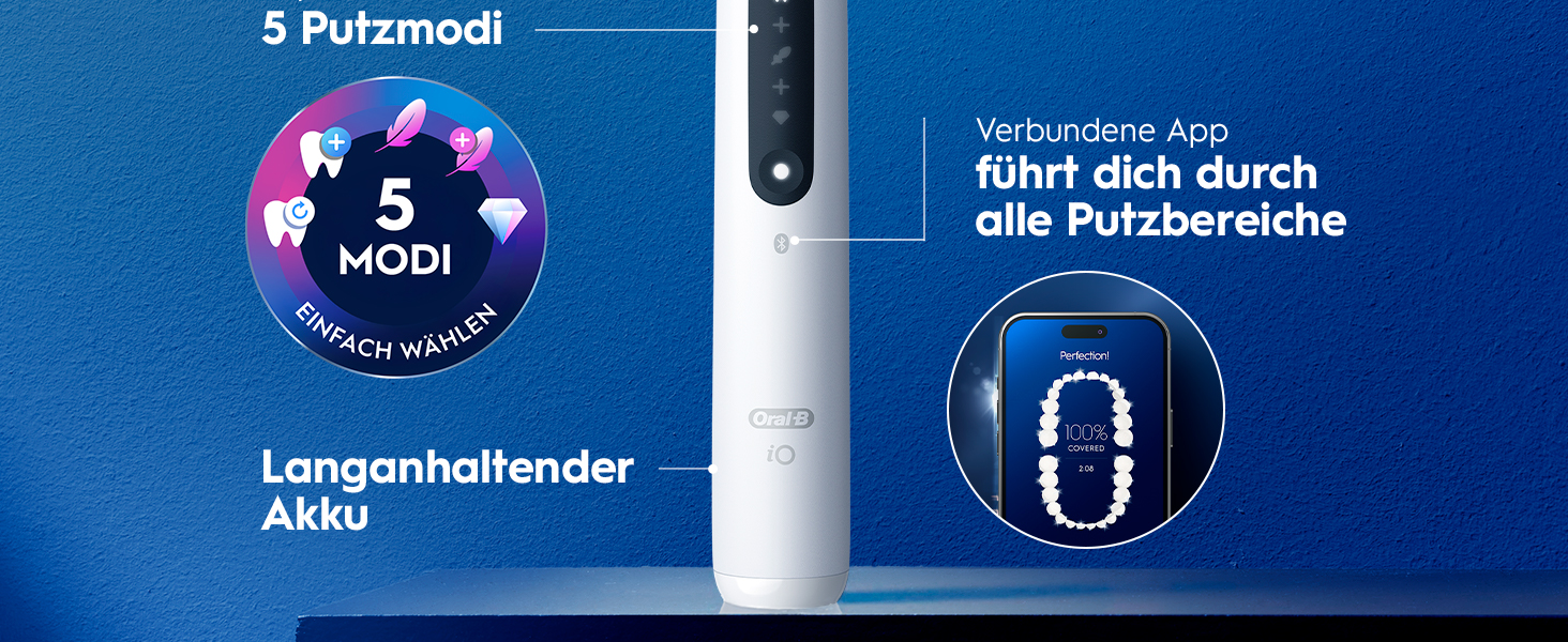 Електрична зубна щітка Oral-B iO Series 5, набір з 2 шт (чорна та біла), з додатковою насадкою та білим футляром