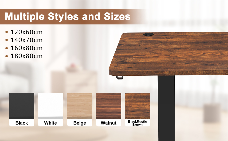 Електричний стоячий стіл Devoko 180x80 см з USB-портом, 3 положення, таймер, блокування, рустикальний/вінтажний колір