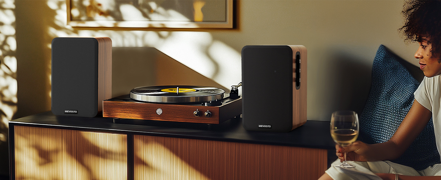 Активні полочні колонки 36W RMS, бездротові Bluetooth 5.4 динаміки для ПК з 5-дюймовим вуфером, USB-цифровим аудіо, регулюванням басів та високих частот, студійні монітори з RCA для вінілового програвача та ТВ, дерево