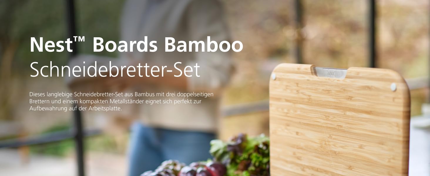 Набір дерев'яних обробних дощок Joseph Joseph Nest Boards (3 шт.), бамбук, нековзкі ніжки, металевий тримач