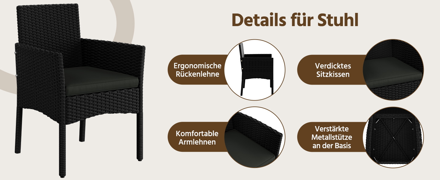 Набір садово-розплідницьких меблів Yaheetech на 4 особи з ротангу для тераси/балкону/саду (софа 2 місця, 2 стільці, стіл, подушки)