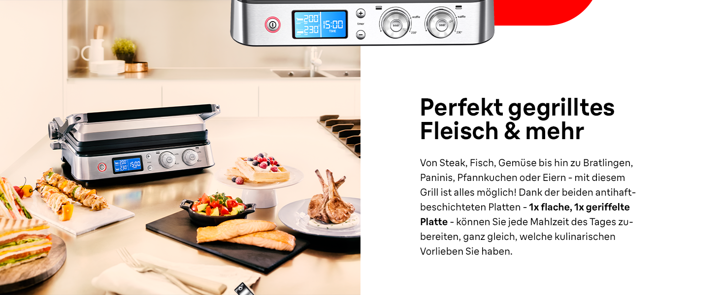 Контактний гриль Braun MultiGrill 9 Pro CG 9167 з 6 наборами пластин (гриль, плоскі, вафельні) та датчиком температури