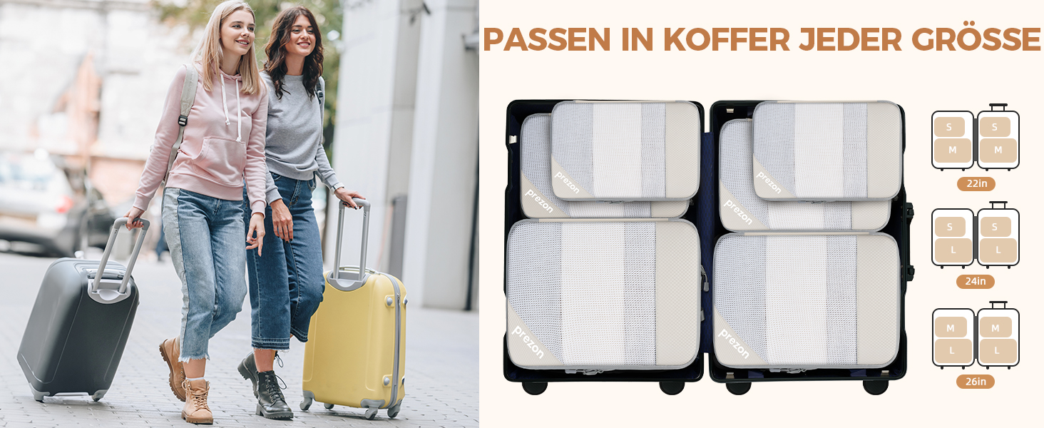 Набір компресійних органайзерів для одягу в подорож 6 шт, прозорі пакувальні куби для валізи, легкі та міцні органайзери для багажу, чорні