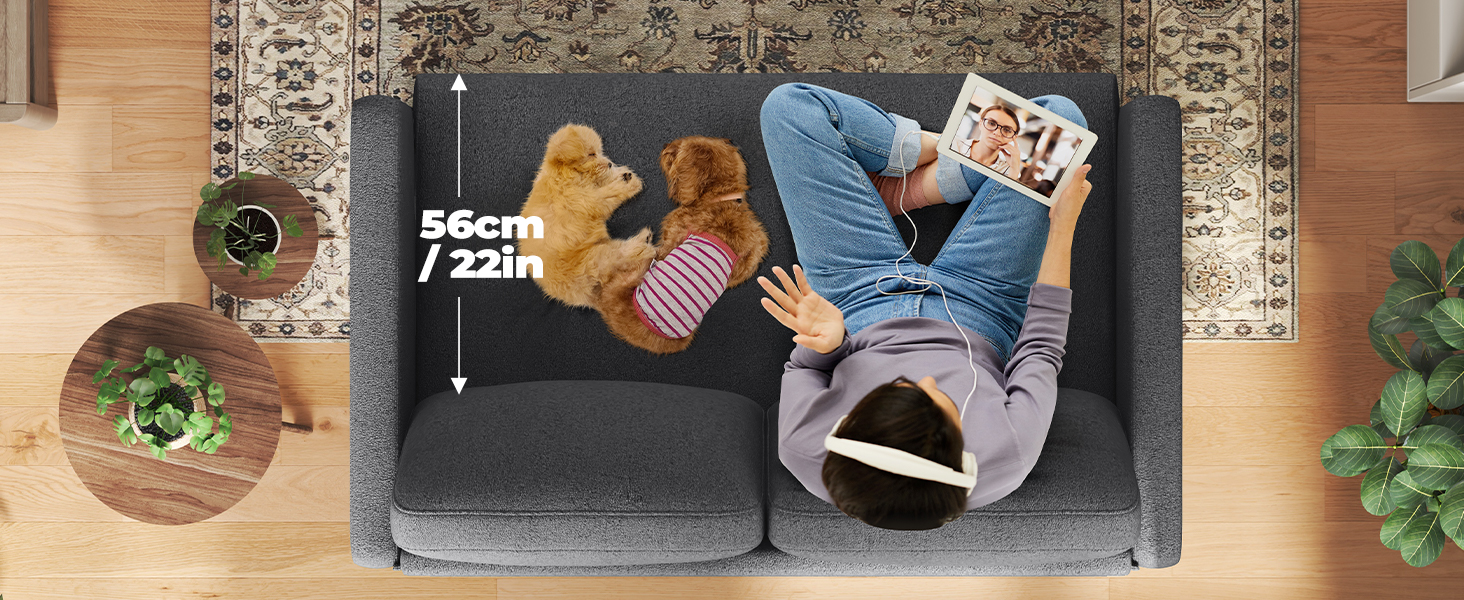 Двомісний диванчик для підліткової кімнати, компактний диван з масиву дерева, сірий колір, 130 см