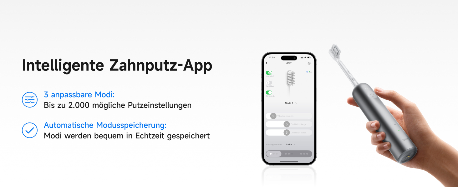 Електрична звукова зубна щітка Laifen Wave з 3 насадками, сіра, водонепроникна (IPX7), з магнітною зарядкою, для дорослих