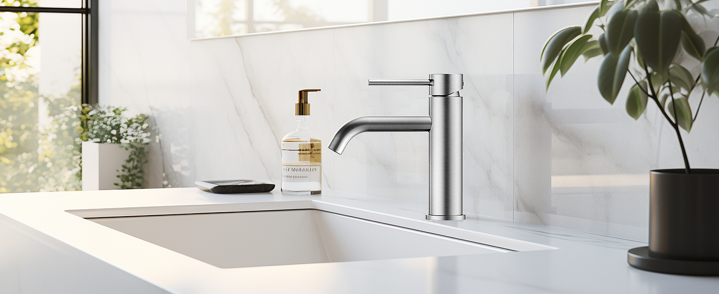 Змішувач для ванної кімнати FORIOUS з набором для зливу, чорний, висота виливу 190 мм, однорідний, для умивальника, нержавіюча сталь