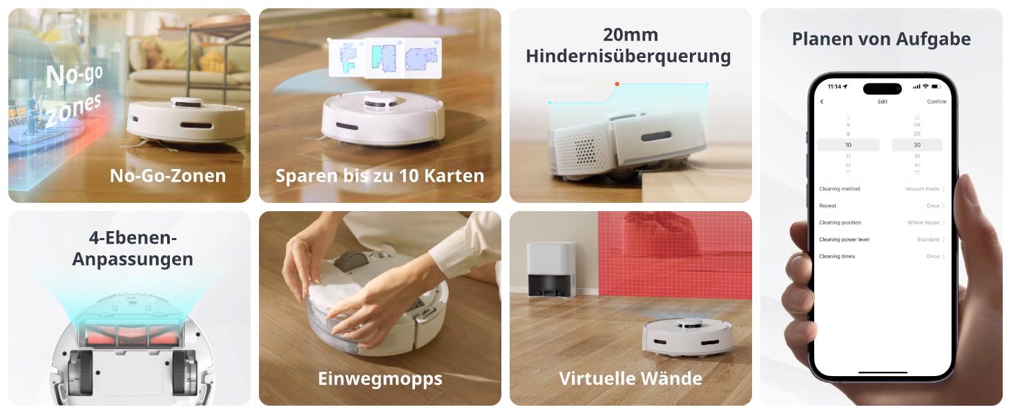 Робот-пилосос SwitchBot K10+ з док-станцією та вологими серветками, тиха робота 45dB, LiDAR-навігація, сумісний з Alexa