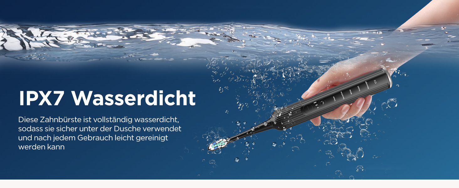 Електрична зубна щітка звукового типу для дорослих та дітей, 5 режимів чищення, 3 інтенсивності, таймер, 8 насадок, чорна, 1 шт.