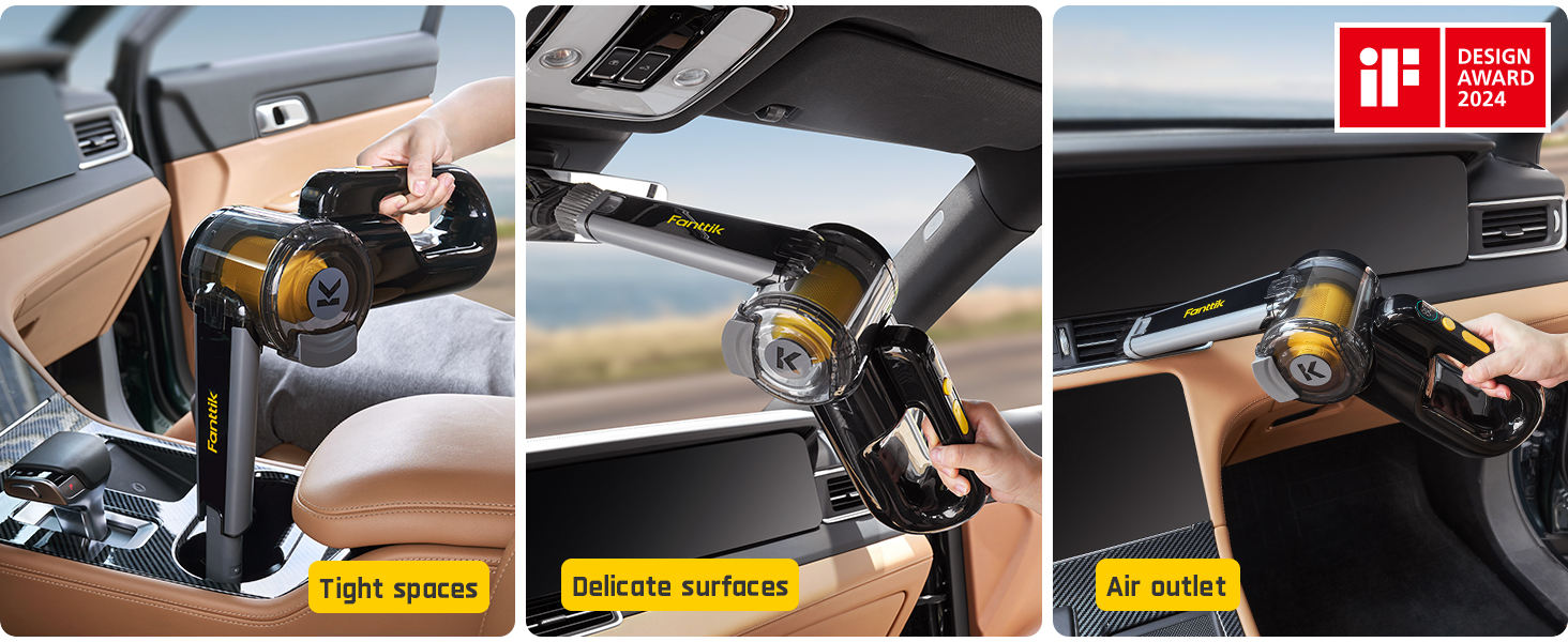 Акумуляторний ручний пилосос Fanttik Fold V10 APEX Pivot для авто та дому, потужність 17 000 Па, LED-дисплей, з гнучким шлангом та щіткою для шерсті тварин