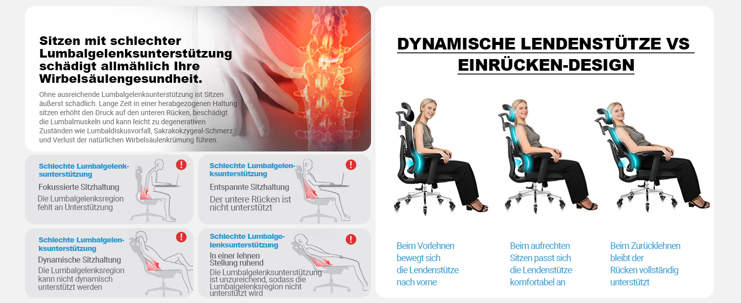 Ергономічне офісне крісло 200 кг | Регульована спинка 6P | 4D підлокітники | Безшумні гумові колеса | Регулювання глибини сидіння | Крісло для великих людей | Перевірено EN12520 | Пінощільність 45