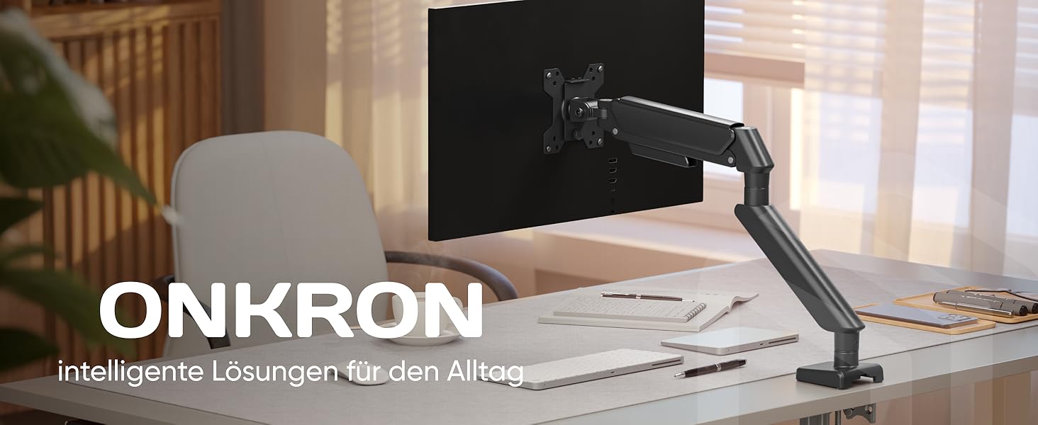 Кріплення для монітора ONKRON G45-B: регульована підставка для монітора 13-32 дюймів, до 8 кг, VESA 75x75-100x100, чорний
