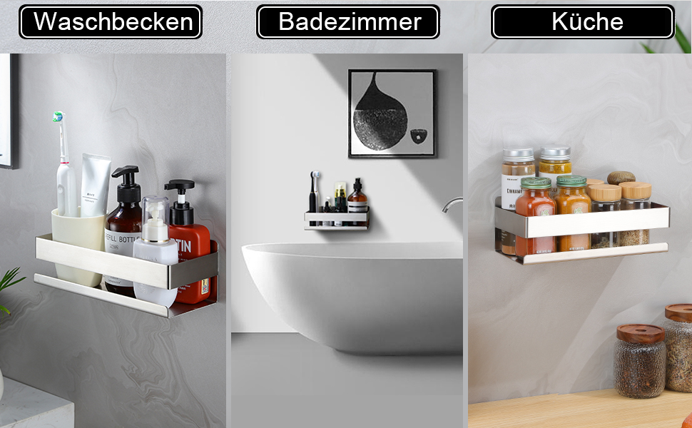 Підставка для душу без свердління - Дзеркальний кошик для ванної кімнати. Полиця для шампуню та гелю для душу, кухонна полиця без свердління. Нержавіюча сталь, економія місця