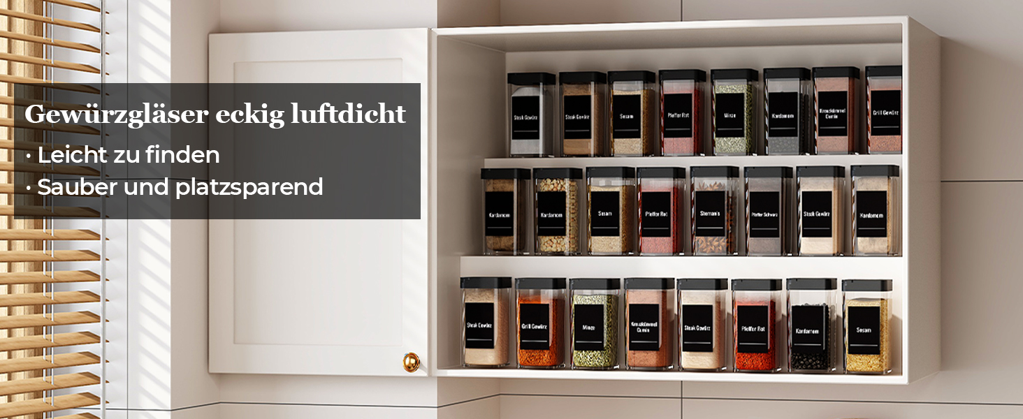 Набір кутових банок для спецій з кришкою, 32 шт по 120 мл, чорний, з дозатором та 120 етикетами