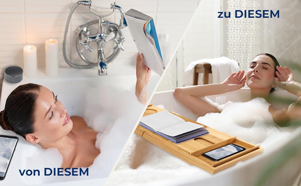 Підставка для ванни та ліжка SereneLife 2-в-1 – складане піднос для сніданку в ліжку та ванній з бамбука, водовідштовхувальний, регульований розмір – дерев'яна підставка для ванни, міцна спинка (складний, міцна спинка, подарунковий набір)