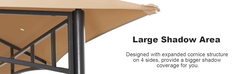 ABCCANOPY Павільйон садовий 2.4x2.4 м з двосхилим м'яким дахом для тераси, саду, двору. Захист від сонця та дощу (з сіткою, бежевий)