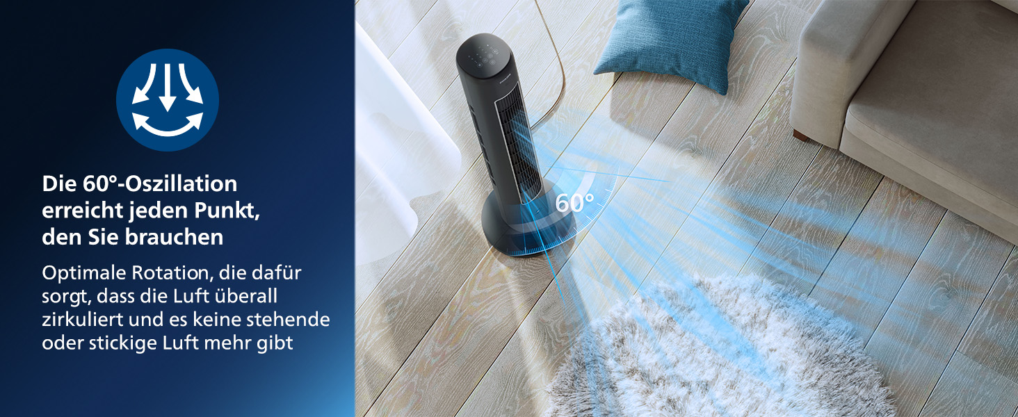 Вентилятор вежний Philips Serie 5000, 105 см, пульт, таймер, 3 режими, сірий (CX5535/11)