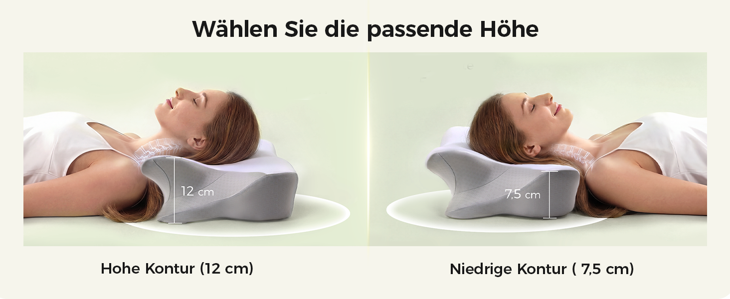 Ортопедична подушка для шиї з піни Memory Foam, ергономічна підтримка для комфортного сну, з підставкою під руки для сну на спині, животі та боку, сіро-біла