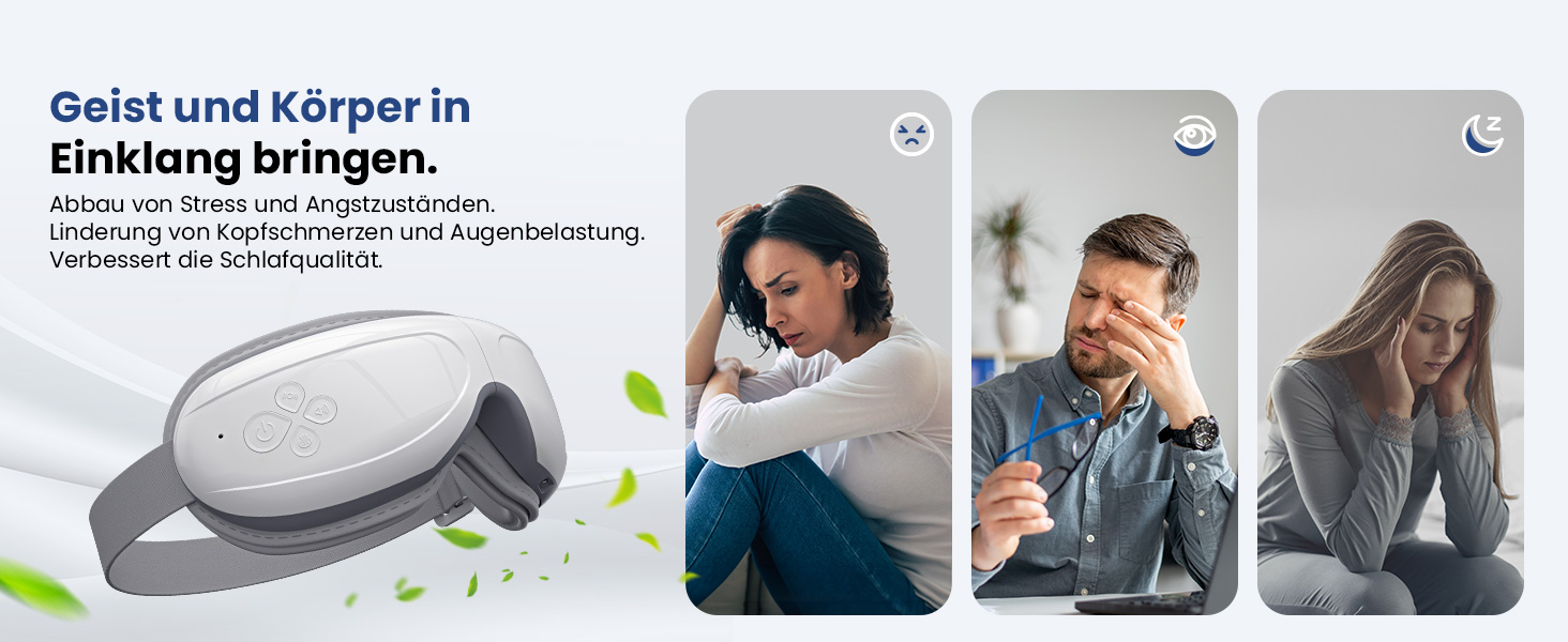 Масажер для очей Bob and Brad EyeOasis 2 з підігрівом, музикою та компресією. Електрична маска для очей для зняття темних кіл та сухості очей. Подарунок для чоловіків та жінок. Білий