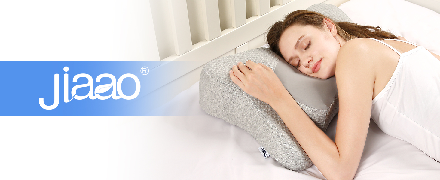 Подушка для шиї Jiaao Memory Foam, комфорт для всіх положень сну, можна прати, 64x39x13 см (Butterfly)