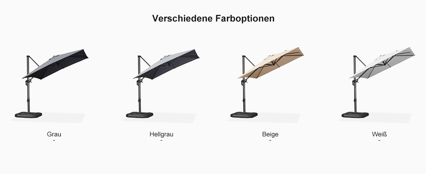 Парасолька від сонця PURPLE LEAF 250x250 см, велика підвісна парасолька-ампел з рукою-коханцем, поворотом на 360° та хрест-підставкою для тераси та балкона, сіра