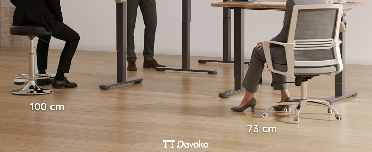 Електричний регульований стіл Devoko 120x60 см, стабільний офісний стіл, стіл для стоячи/сидячи, комп'ютерний стіл з функцією пам'яті, (Коричневий)