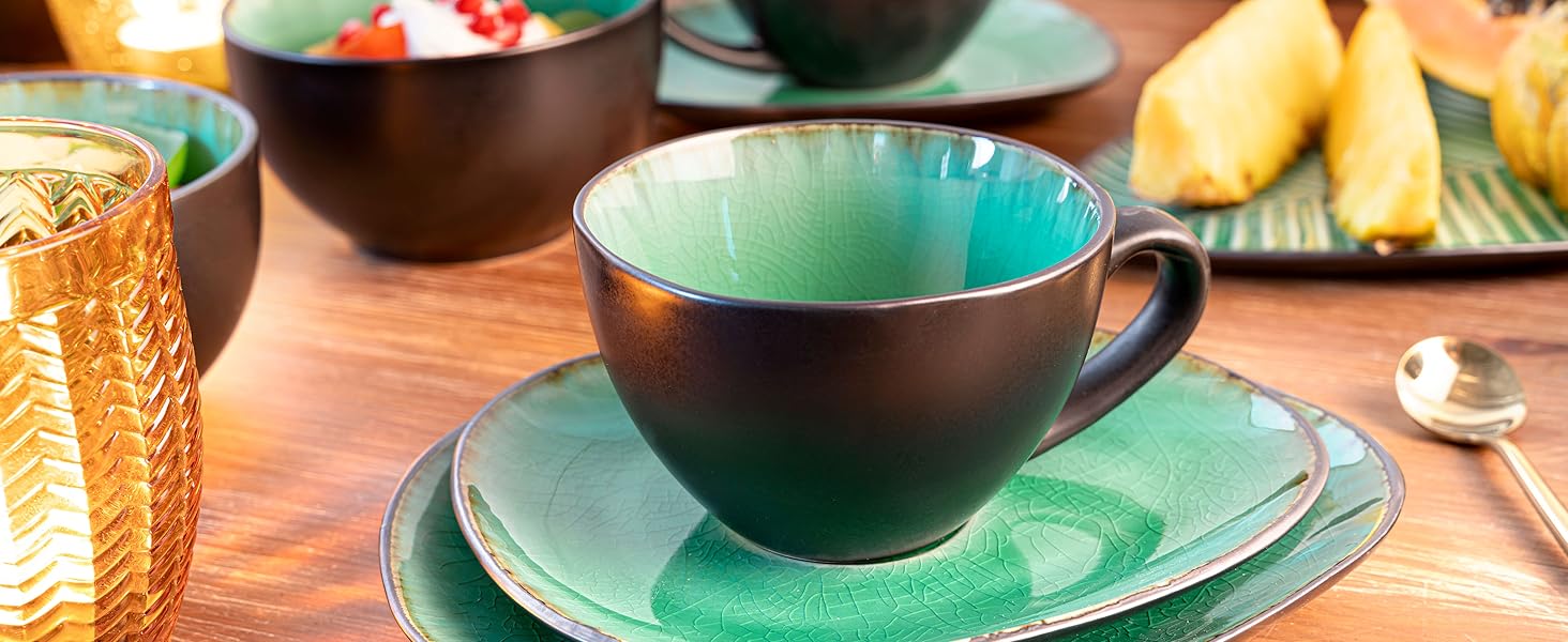 Sänger Kaffeeservice Palm Beach: 12-частинний набір посуду з кераміки для 4 осіб, преміум-якість