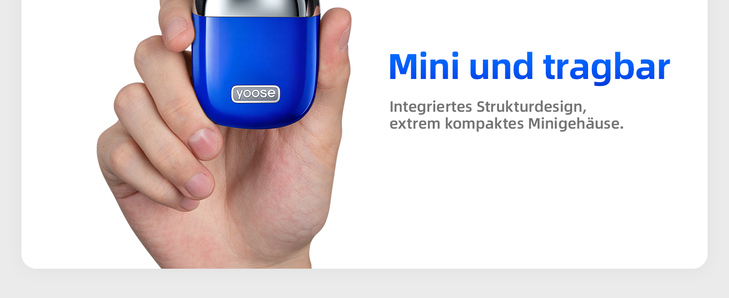 Електрична бритва Yoose MINI для чоловіків, водонепроникна IPX7, з мотором 8000 об/хв, Type-C, синя