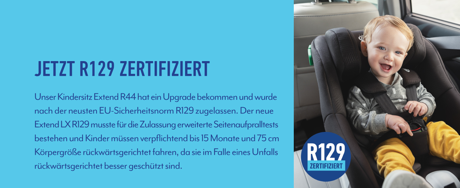 Автокрісло Graco Extend™ LX R129 Reboarder: від народження до 4 років (40-105 см), поворотне, збоку захист, чорний, Midnight Extend i-Size Single