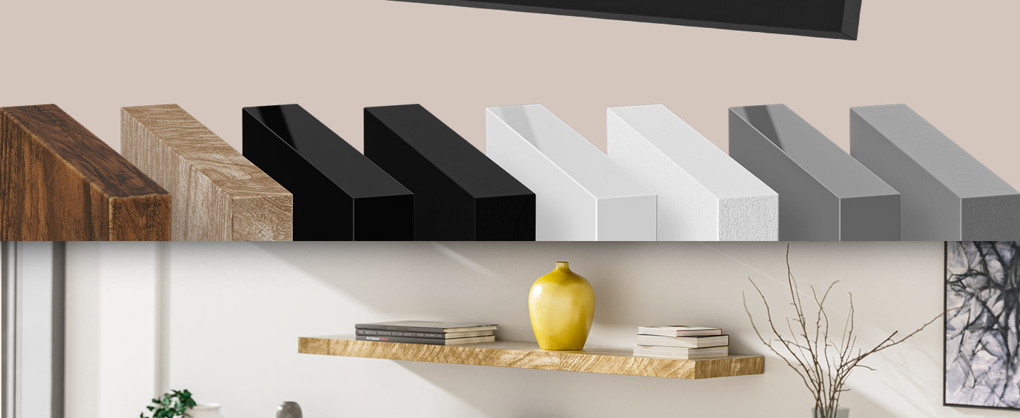 Полиця настінна Casaria Holz Schwarz 90 см для кухні, вітальні, коридору - чорна матова, витримує до 15 кг