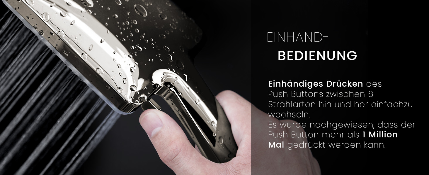 Насадка для душу Newentor з 6 режимами, велика, економна, високого тиску, золота (без шланга)