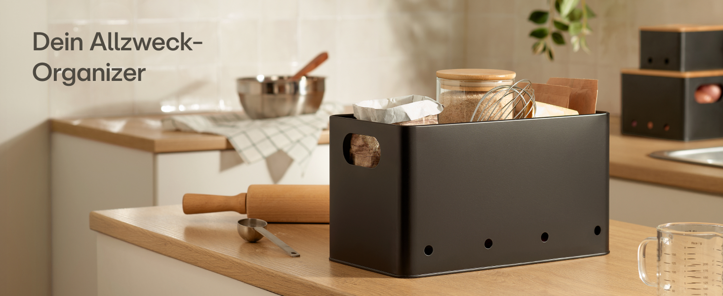 Набір контейнерів для зберігання картоплі, цибулі та часнику Praknu - 3 шт. з бамбуковими кришками, вентиляційні отвори, з етикетками та ручкою