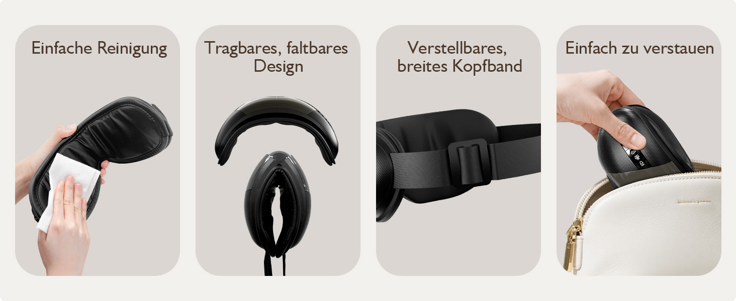 Масажер для очей XJUGEZ з підігрівом, вібрацією та Bluetooth, 4 режими, маска для очей, покращує сон, подарунок для жінок та чоловіків, чорний