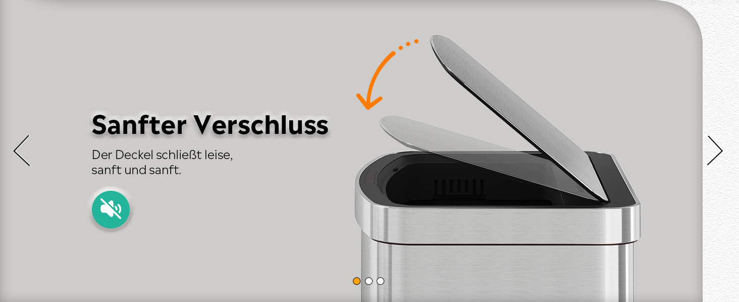 Електричний сміттєвий бак WLIVE 60L з сенсором, з нержавіючої сталі, автоматичний, з м'яким закриттям кришки, герметичний, гігієнічний для кухні та офісу