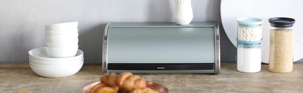 Контейнер для зберігання хліба Brabantia Rollbrotkasten, серія Brilliant Steel (з бічними стінками)