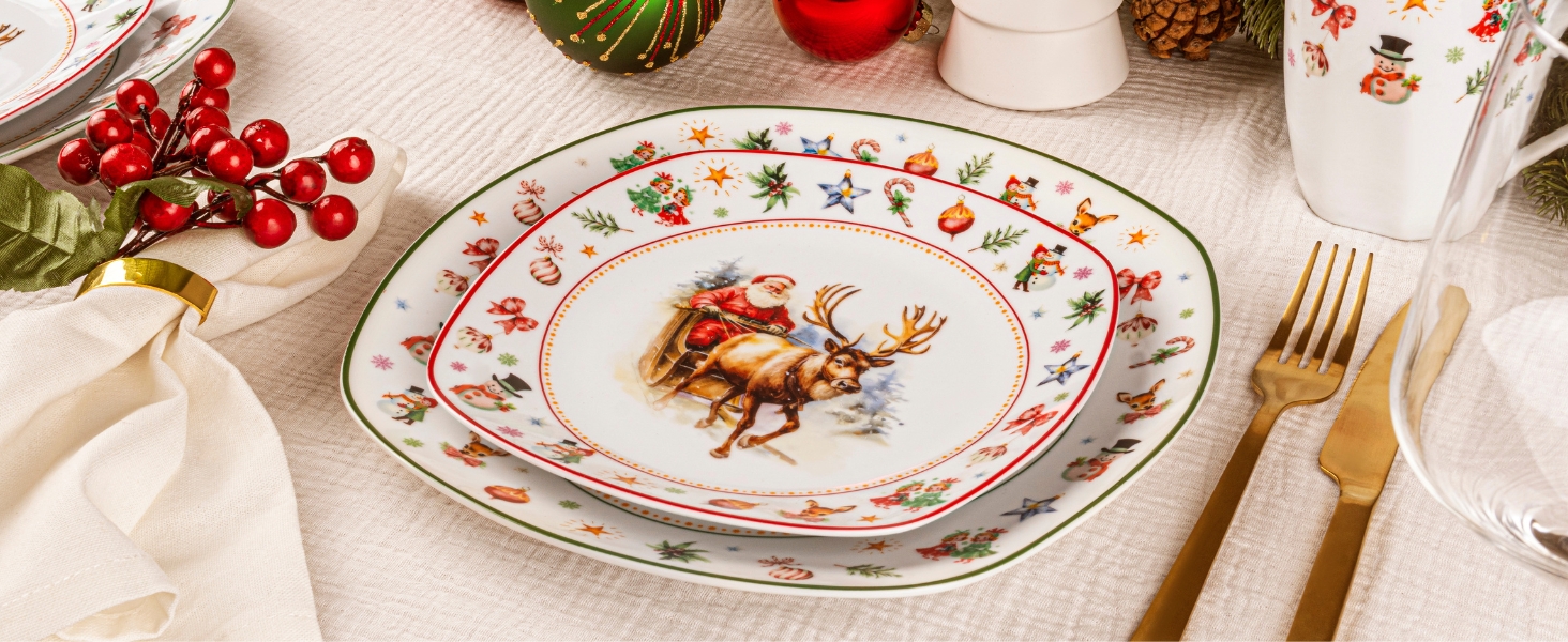 Набір кавових чашок SÄNGER Bilgola Christmas Design (6 шт.) з порцеляни, 350 мл | Преміум якість, для 6 осіб, придатні для миття в посудомийній машині