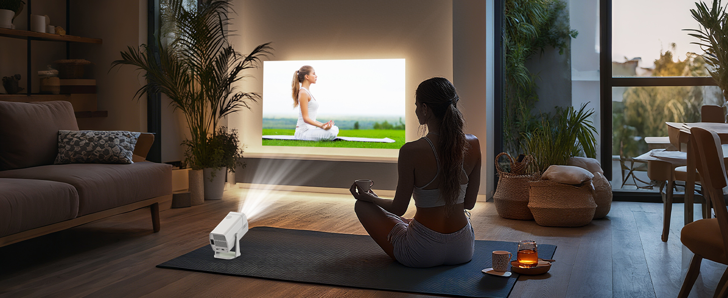 Портативний проєктор Mini Beamer з Android TV, автотрапецеїдна корекція, підтримка 4K 1080P, Bluetooth WiFi6, 160ANSI. Підходить для телефону, TV Stick, ноутбука, кінотеатру вдома та на вулиці.