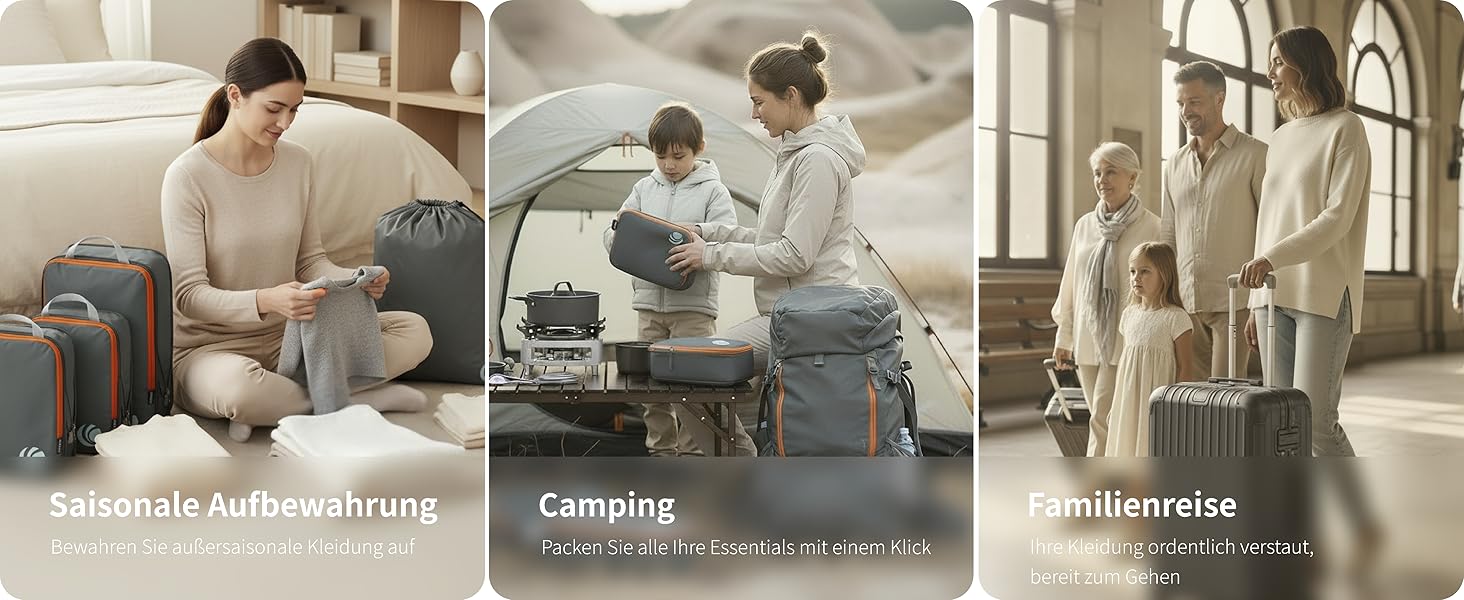 Набір компресійних органайзерів для одягу Cipway для подорожей, вакуумні пакувальні куби для валізи та рюкзака, сірий, 5 шт.