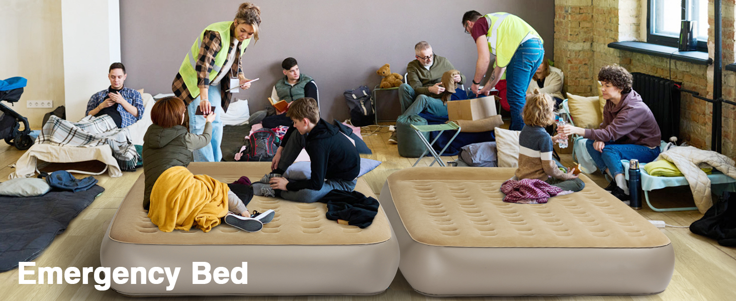 Надувне ліжко Lewondr на 2 особи з вбудованим насосом, 203x152x33 см. З подушкою, самонадувне, для кемпінгу, дому, гостей, подорожей (250 кг MAX), кольору хакі