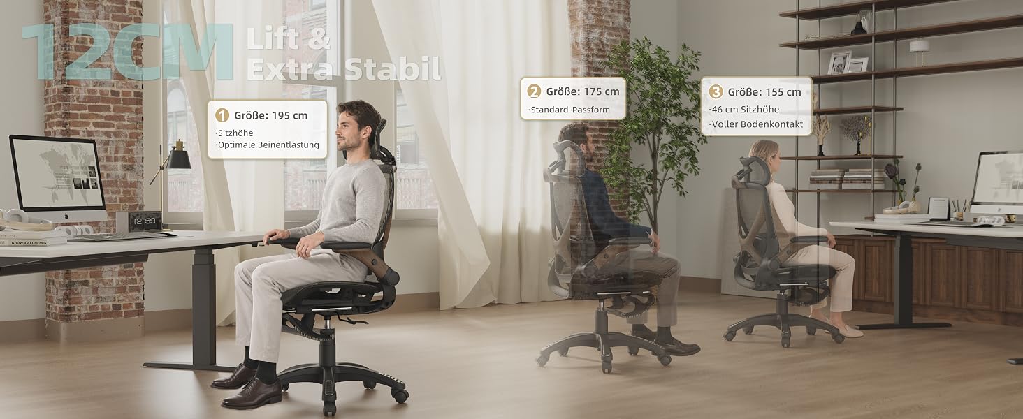 Ергономічне офісне крісло ELABEST X100 з високою спинкою, сіткою та підставкою для ніг (Коричневий/Горіх, Нейлон)
