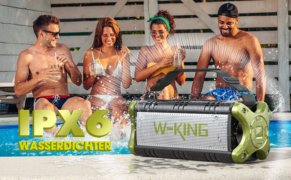 W-KING Портативна Bluetooth Колонка 90W, Вологостійка IPX6, 40 годин, Powerbank, NFC, AUX, TF, Зелена