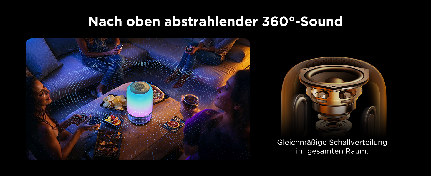 Govee LED лампа з колонкою JBL, Matter-сумісна, акумуляторна, 16 музичних режимів та 100+ сцен