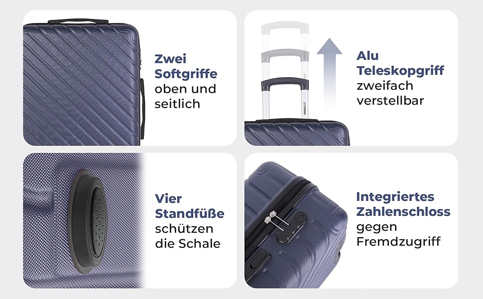 Набір валіз Onbest 3 шт. XXL (20', 24', 28') з ABS, з колесами, + вага – блакитний